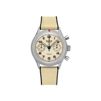 Montre Hanhart 1882 417 TI Desert Pilot, 39mm, bracelet caoutchouc sable, Édition Limitée