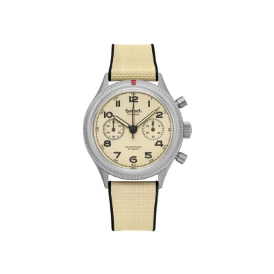 Montre Hanhart 1882 417 TI Desert Pilot, 42mm, bracelet caoutchouc sable, Édition Limitée