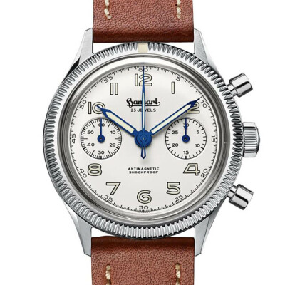 Montre Hanhart 1882 417 ES Moby Dick, 39mm, bracelet cuir marron clair M