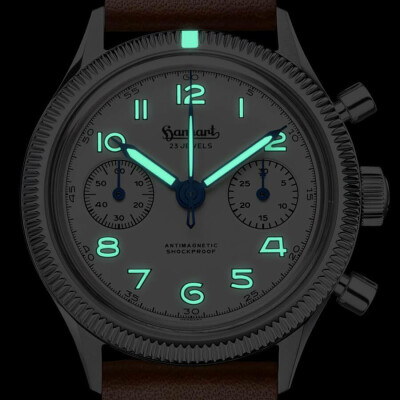 Montre Hanhart 1882 417 ES Moby Dick, 39mm, bracelet cuir marron clair M