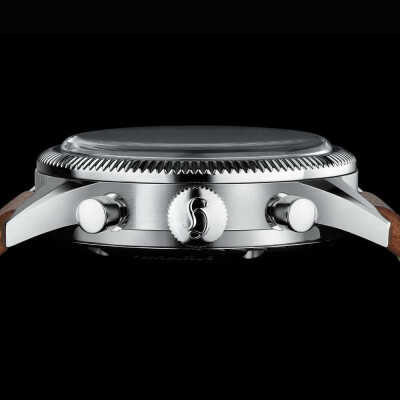 Montre Hanhart 1882 417 ES Moby Dick, 39mm, bracelet cuir marron clair M