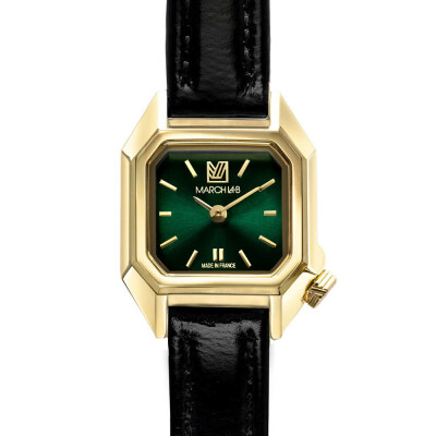 Montre MARCH LA.B MINI MANSART Electrique - Emerald - Chevreau noir