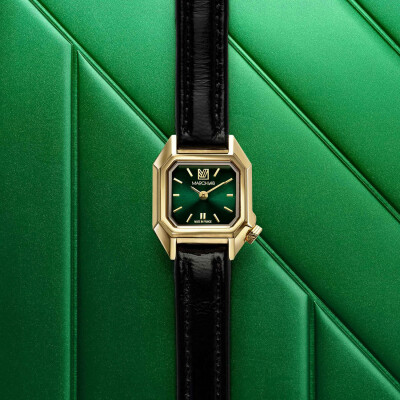 Montre MARCH LA.B MINI MANSART Electrique - Emerald - Chevreau noir