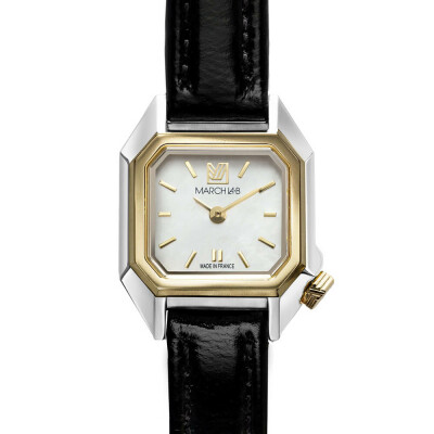 Montre MARCH LA.B MINI MANSART Electrique - Nacre - Chevreau noir