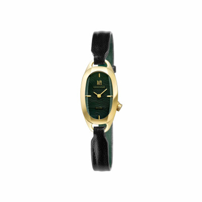 Montre MARCH LA.B OBLONGUE Electrique - Drapée Emerald - Chrevreau noir