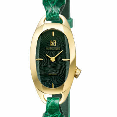 Montre MARCH LA.B OBLONGUE Electrique - Drapée Emerald - Alligator vert