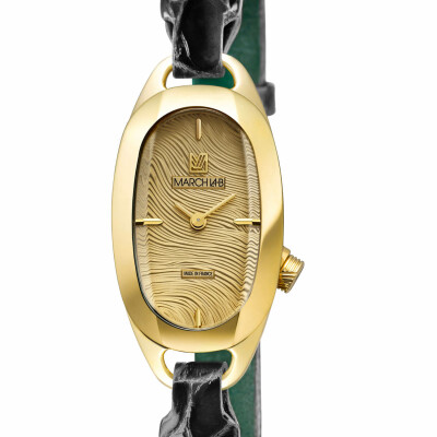 Montre MARCH LA.B OBLONGUE Electrique - Drapée Gold - Alligator noir