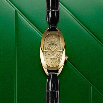 Montre MARCH LA.B OBLONGUE Electrique - Drapée Gold - Alligator noir