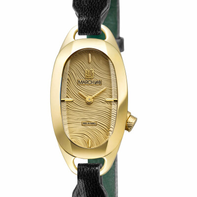 Montre MARCH LA.B OBLONGUE Electrique - Drapée Gold - Chrevreau noir