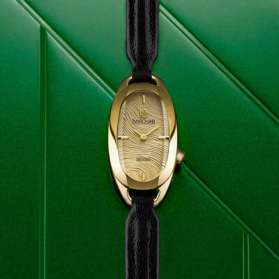 Montre MARCH LA.B OBLONGUE Electrique - Drapée Gold - Chrevreau noir
