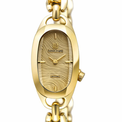 Montre MARCH LA.B OBLONGUE Electrique - Drapée Gold - Gourmette Acier dorée