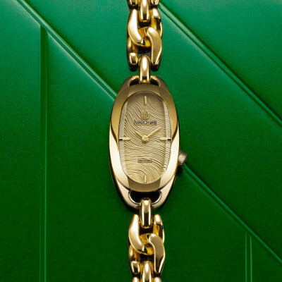 Montre MARCH LA.B OBLONGUE Electrique - Drapée Gold - Gourmette Acier dorée