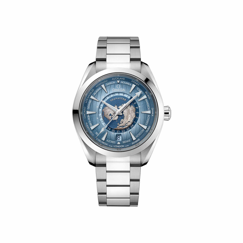 Montre OMEGA Seamaster Aqua Terra 150M Co-Axial Master Chronometer GMT Worldtimer 43mm Summer Blue
