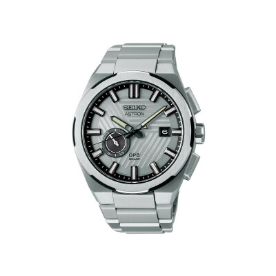 Montre Seiko Astron Quartz GPS Solaire Silvertone "Earth" Édition Limitée SSJ037J1