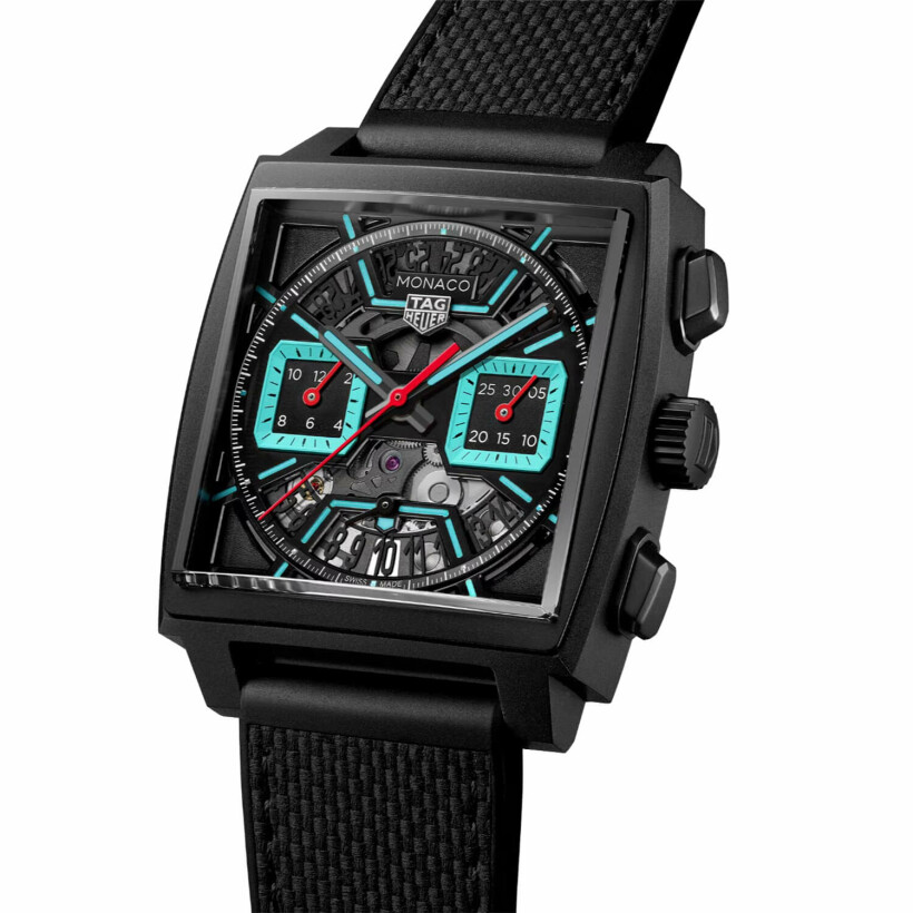 Montre TAG Heuer Monaco Chronograph Turquoise Blue Skeleton Automatic 39mm