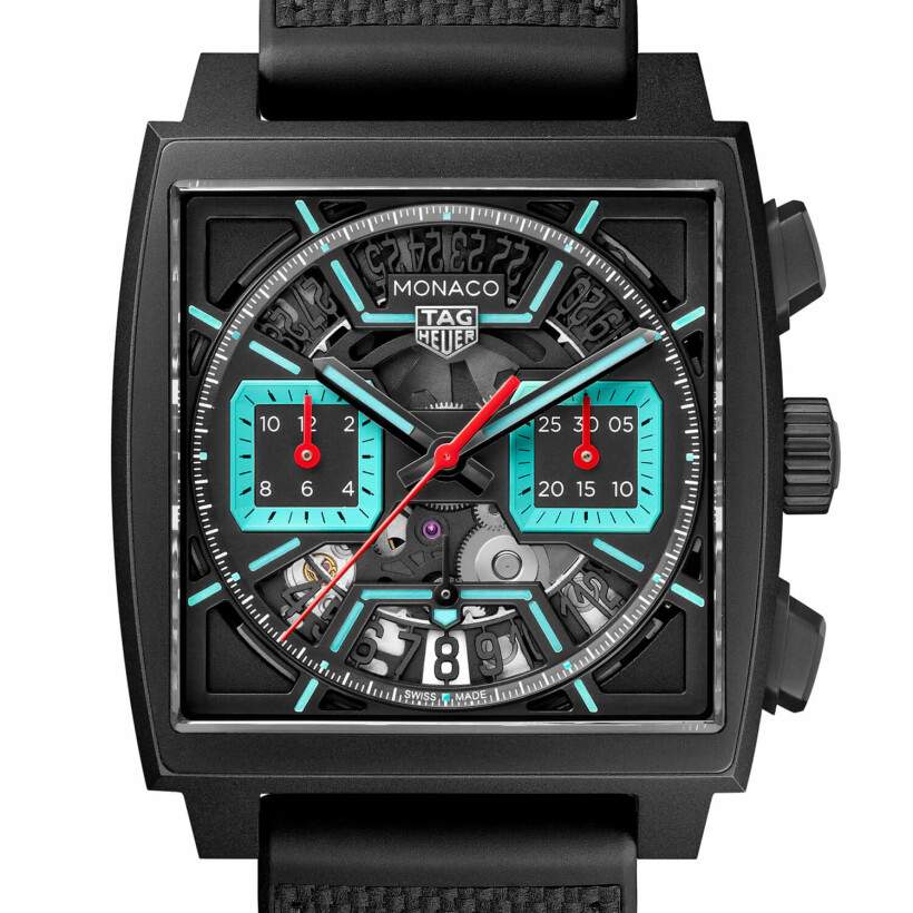 Montre TAG Heuer Monaco Chronograph Turquoise Blue Skeleton Automatic 39mm