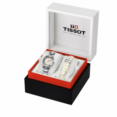 Montre Tissot T-My Lady avec bracelets acier et cuir blanc