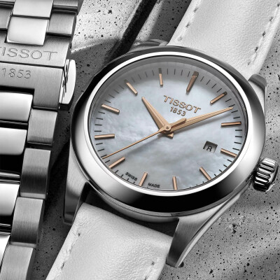 Montre Tissot T-My Lady avec bracelets acier et cuir blanc