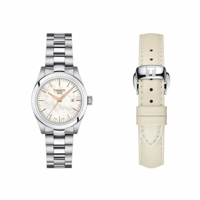 Montre Tissot T-My Lady avec bracelets acier et cuir blanc