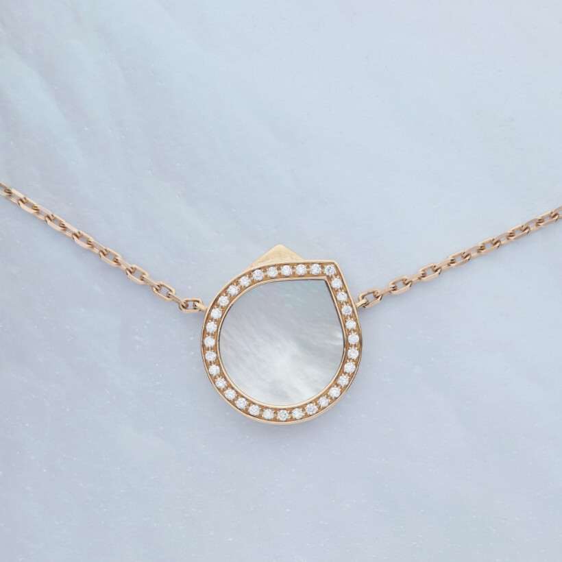 Repossi Antifer necklace, pink gold, diamonds and mother-of-pearl