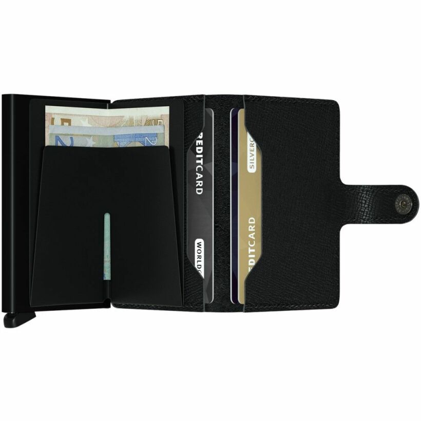 Porte-cartes Secrid Miniwallet Crisple en cuir et aluminium noir