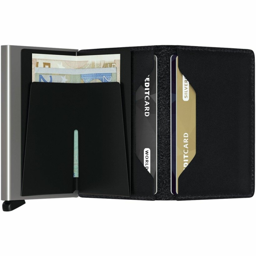 Porte-cartes Secrid Slimwallet Original en cuir et aluminium noir