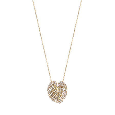 Collier Monstera en or jaune et diamants