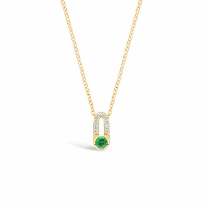 Pendentif Antonello Portofino "Petit et Rond" en or jaune, Tsavorite et diamants