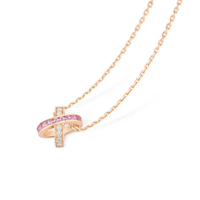 Pendentif Chaumet Jeux de Liens en or rose, saphirs roses et diamants