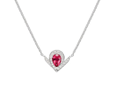 Pendentif Chaumet Joséphine Aigrette en or blanc, rubellite et diamants