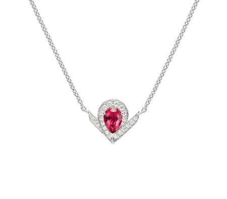 Pendentif Chaumet Joséphine Aigrette en or blanc, rubellite et diamants