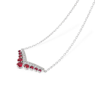 Pendentif Chaumet Joséphine Aigrette en or blanc, rubis et diamants