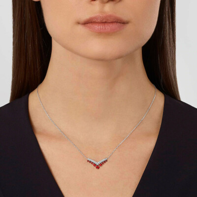 Pendentif Chaumet Joséphine Aigrette en or blanc, rubis et diamants