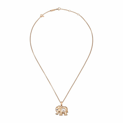 Pendentif Chopard Happy Diamonds Elephant en or rose, saphir et diamants