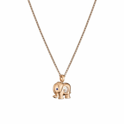 Pendentif Chopard Happy Diamonds Elephant en or rose, saphir et diamants