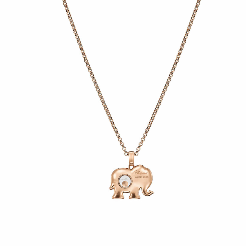 Pendentif Chopard Happy Diamonds Elephant en or rose, saphir et diamants