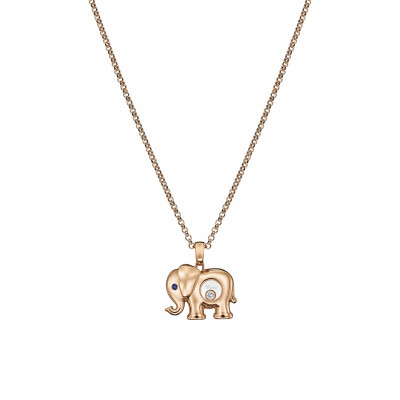 Pendentif Chopard Happy Diamonds Elephant en or rose, saphir et diamants