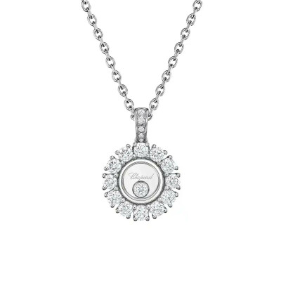 Pendentif Chopard Happy Diamonds Icons Joaillerie en or blanc et diamants