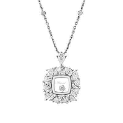 Pendentif Chopard Happy Diamonds Joaillerie en or blanc et diamants
