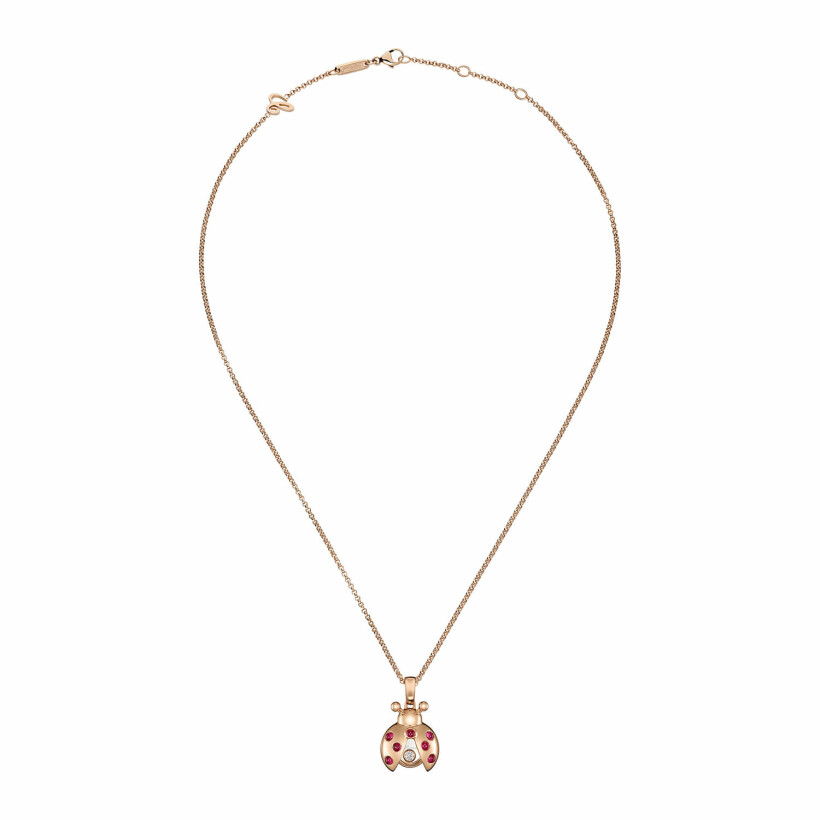 Pendentif Chopard Happy Diamonds Ladybird en or rose, rubis et diamants