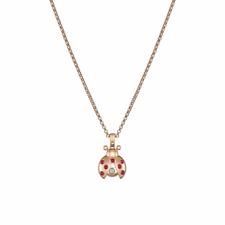 Chopard Happy Diamonds Ladybird pendant in pink gold, rubies and diamonds