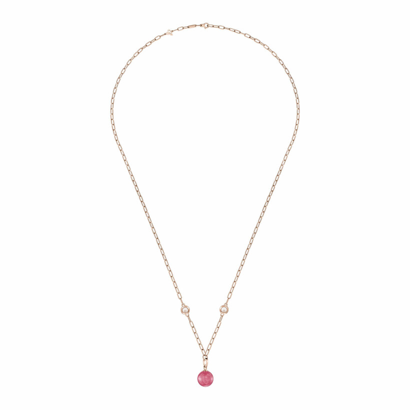 Collier Chopard Happy Diamonds Planet en or rose éthique, diamants et Rhodochrosite