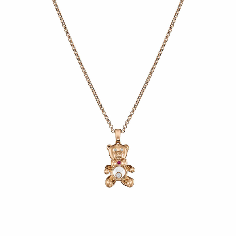 Pendentif Chopard Happy Diamonds Teddybear en or rose et diamants