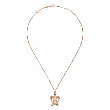 Pendentif Chopard Happy Diamonds Turtle en or rose, saphirs et diamants