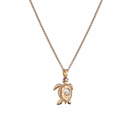 Pendentif Chopard Happy Diamonds Turtle en or rose, saphirs et diamants