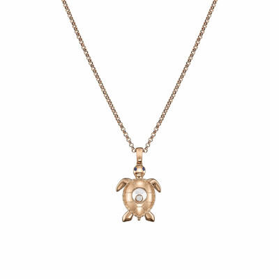 Pendentif Chopard Happy Diamonds Turtle en or rose, saphirs et diamants