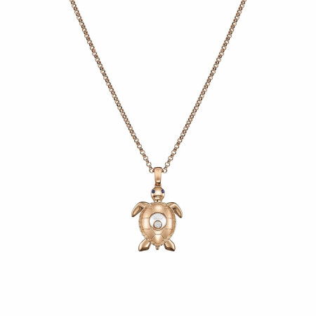 Pendentif Chopard Happy Diamonds Turtle en or rose, saphirs et diamants