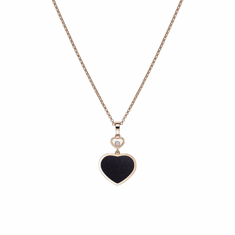 Pendentif Chopard Happy Hearts en or rose, diamant et Aventurine