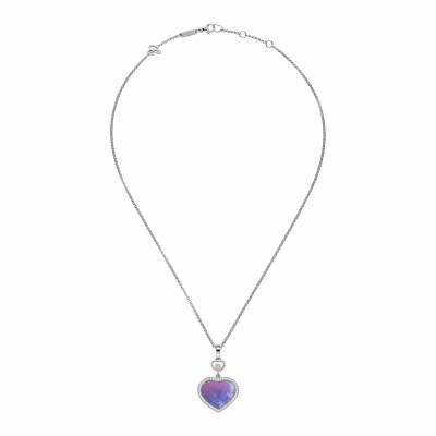 Pendentif Chopard Happy Hearts en or blanc, nacre et diamants