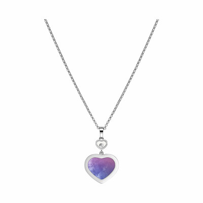 Pendentif Chopard Happy Hearts en or blanc, nacre et diamants